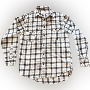 Filson Alaskan Guide Shirt Men’s XS Crème and Brown Plaid 🔥👀 MSRP $145
